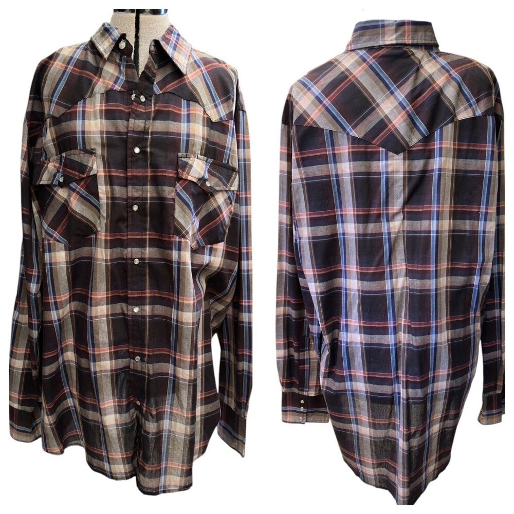 Vintage Bit & Bridle Western Shirt Pearl Snaps Woven Mens Size  XL Tall